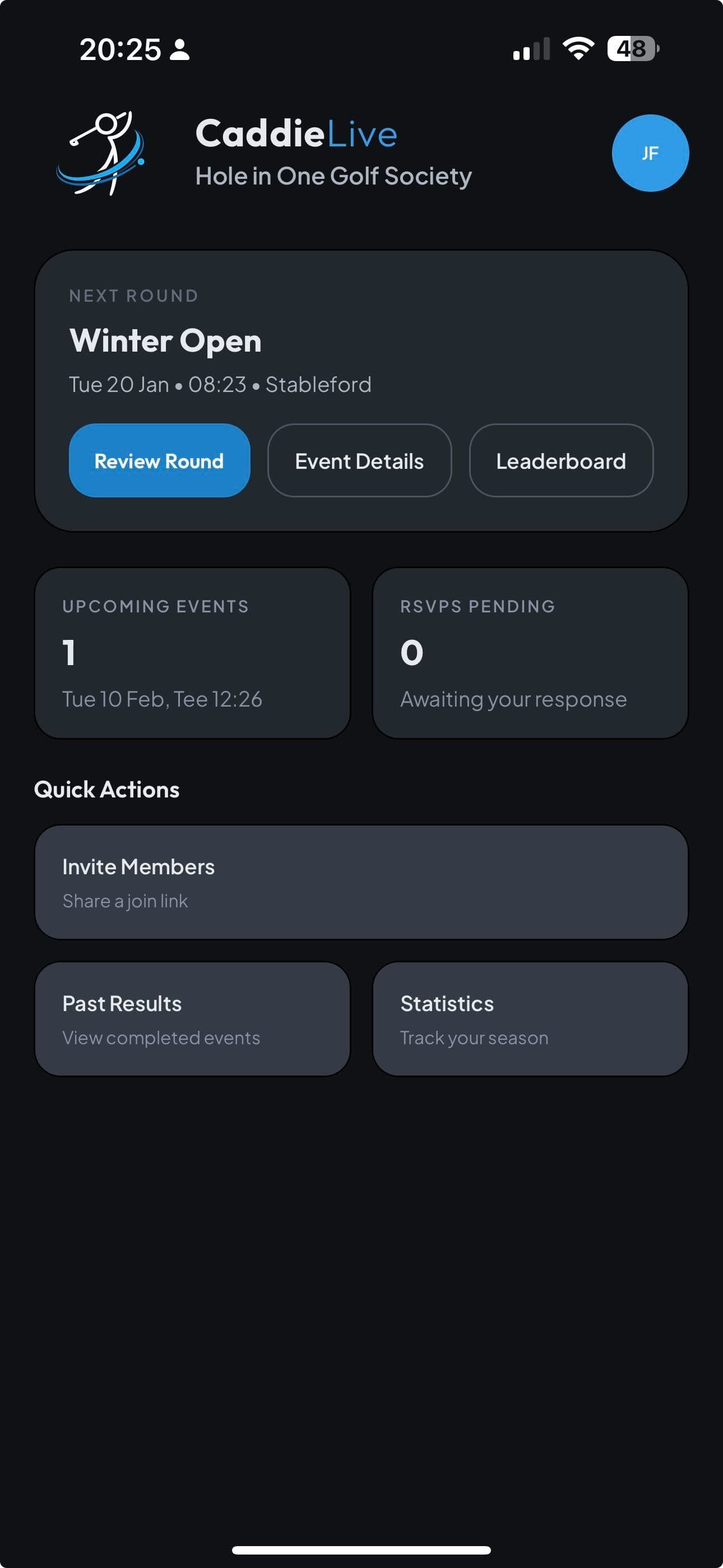 App dashboard screenshot